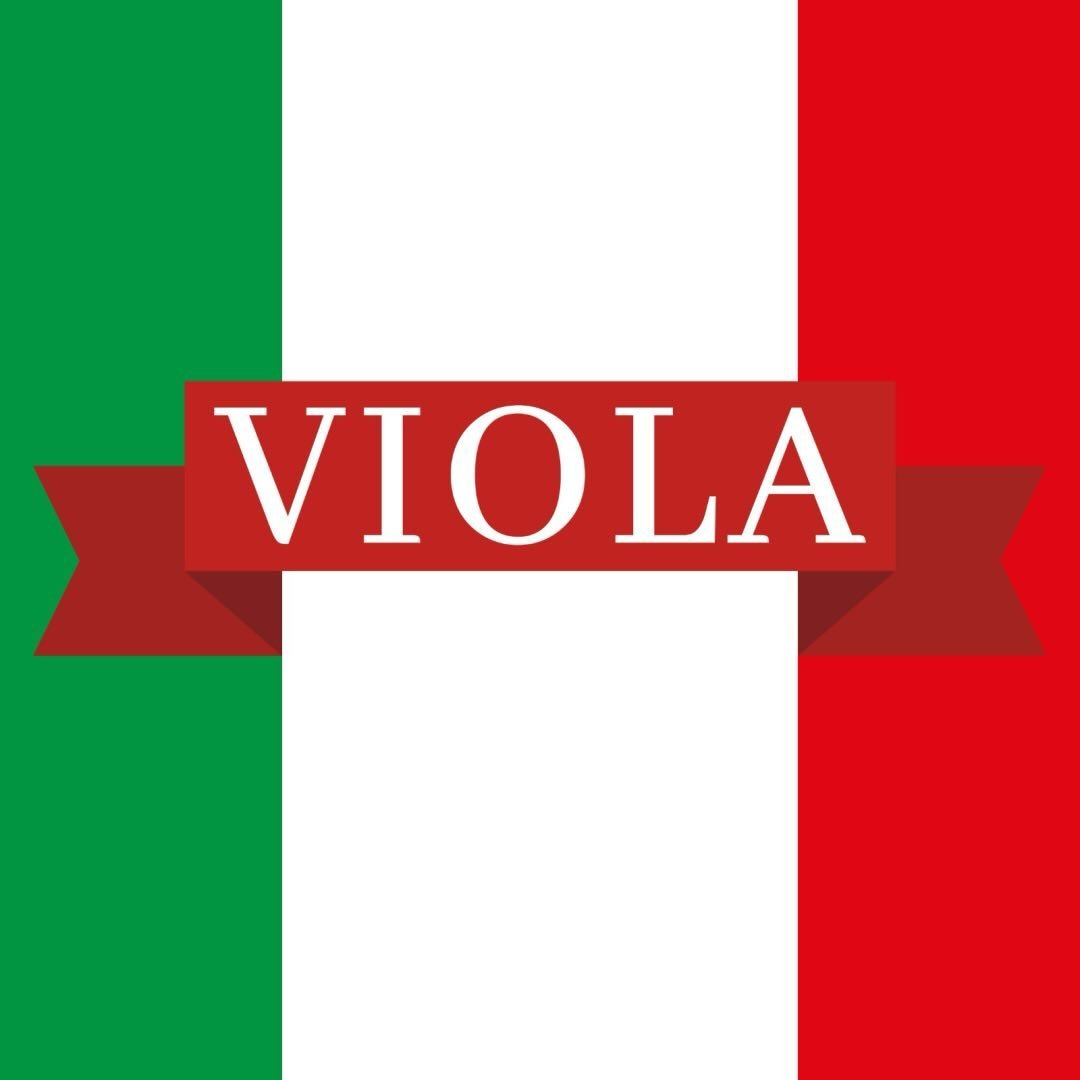 Logo Viola Café, bandeira da Itália com faixa Viola